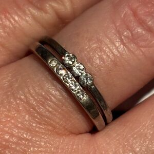 Silver Ring Set with Clear Stones wedding bands style